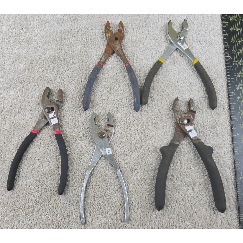 Workforce Unbranded Pliers Lot 5pc Black Blue Silver Slip Joint Adjustable Tools - Picture 2 of 2